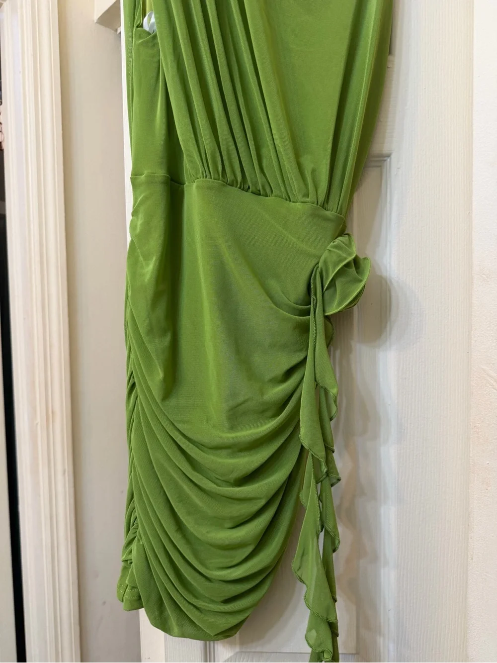SHEIN Olive Green One-Shoulder Ruched Mini Dress - Picture 5 of 6